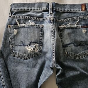 7 For All Mankind Distressed Flare Jeans